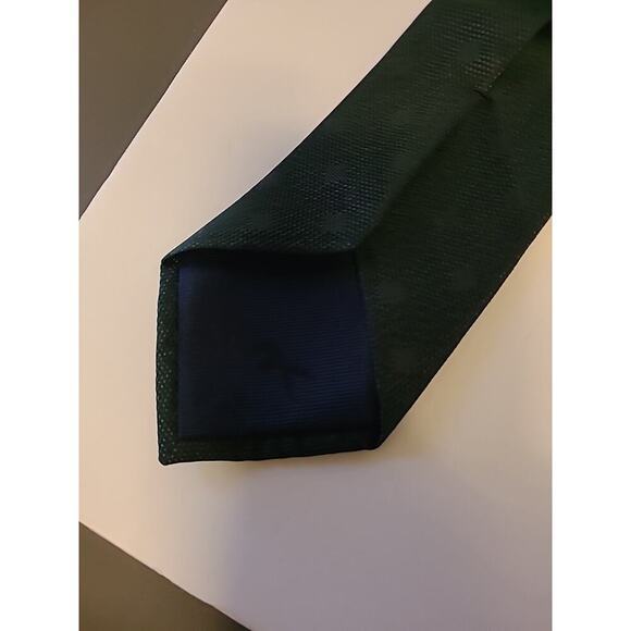 Michael Kors Silk Neck Tie Dark Forrest Green Textured Dots Classic Length 58" - Picture 5 of 6